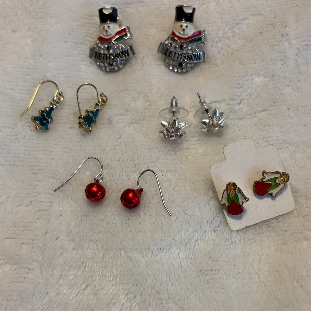 Festive Earring Set with Snowman and Holiday Designs